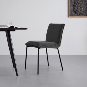 wohnli-moebel-suche-000489000703-1 Stuhl Darla Dunkelgrau Velours Gepolstert Holz, Metall, Textil Bessagi Home Möbel > Stühle > Esszimmerstühle > Holzstühle Grau