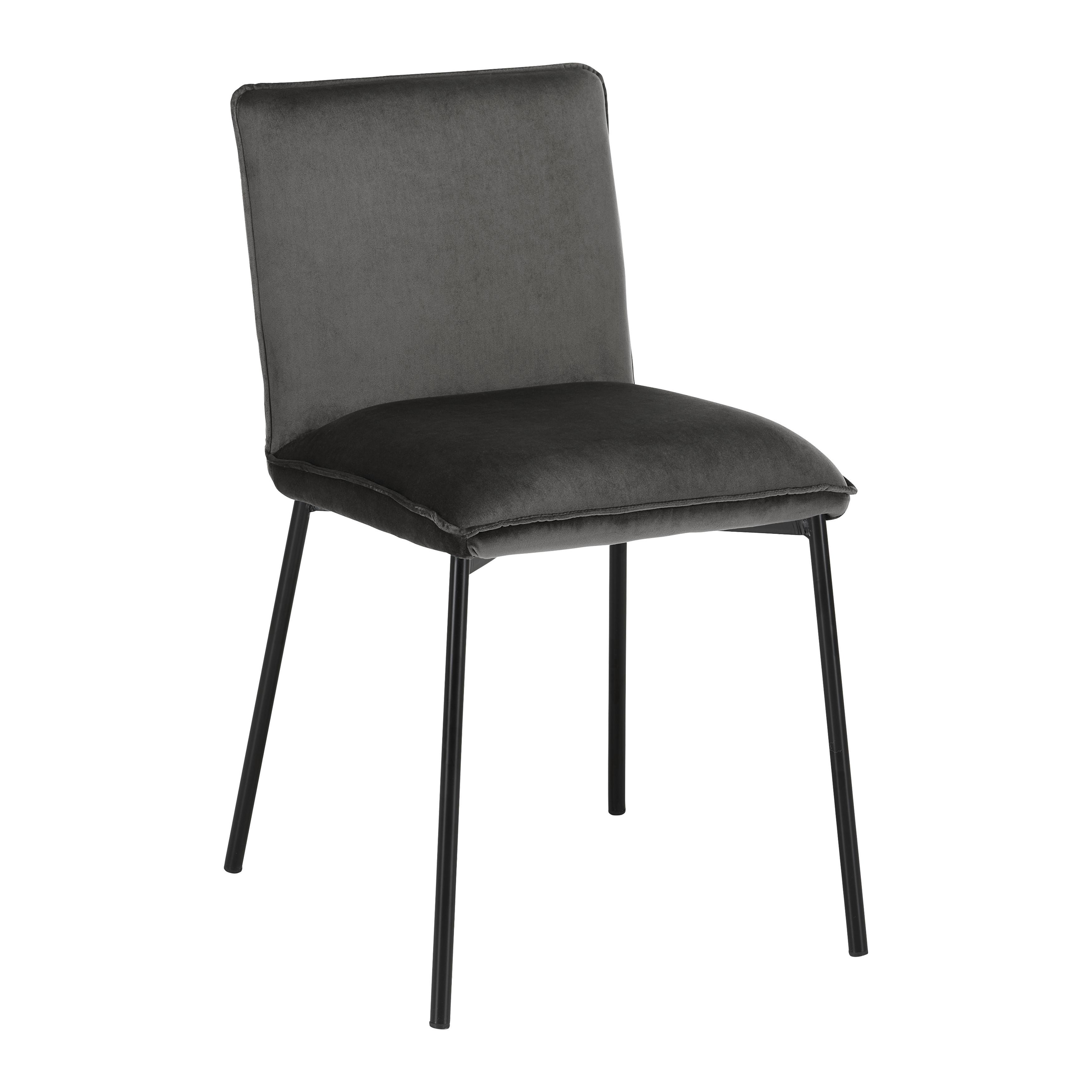 wohnli-moebel-suche-000489000703 Wohnli Möbelsuche - Stuhl Darla Dunkelgrau Velours Gepolstert
