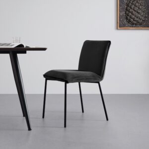 Stuhl Darla Schwarz Velours Gepolstert Holz, Metall, Textil Bessagi Home Möbel > Stühle > Esszimmerstühle > Holzstühle Schwarz