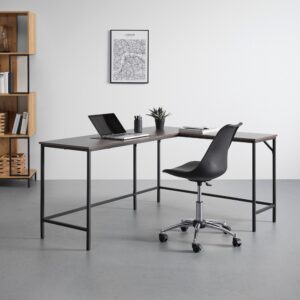 wohnli-moebel-suche-000489002501-1 Eckschreibtisch Anabela Walnuss MDF ca. 120/150x50 cm Metall Bessagi Home Möbel > Tische > Schreibtische > Schreibtische Braun