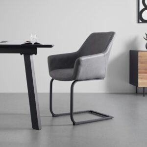 wohnli-moebel-suche-000489003602-1 Schwingstuhl Pria Dunkelgrau Mikrofaser Gepolstert Holz, Metall, Textil Bessagi Home Möbel > Stühle > Esszimmerstühle > Schwingstühle Grau