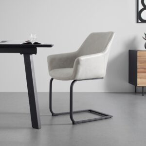 wohnli-moebel-suche-000489003603-1 Schwingstuhl Pria Hellgrau Mikrofaser Gepolstert Holz, Metall, Textil Bessagi Home Möbel > Stühle > Esszimmerstühle > Schwingstühle Grau
