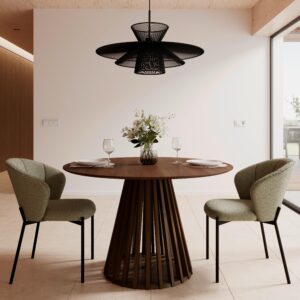 wohnli-moebel-suche-000489004501-1 Esstisch Ennio Walnuss MDF L/B/H ca. 120/120/75 cm rund Holz, Metall, Holzwerkstoff Bessagi Home Möbel > Tische > Esstische > Esstische Holz Braun