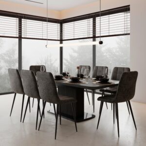 Ausziehtisch Amado Schwarz Eiche furniert Holz, Metall, Holzwerkstoff Bessagi Home Möbel > Tische > Esstische > Esstische Holz Schwarz