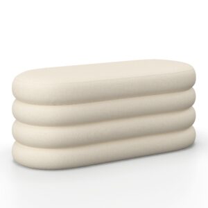 Wohnli Möbelsuche - Hockerbank Lorena Beige Boucle Gepolstert mit Stauraum