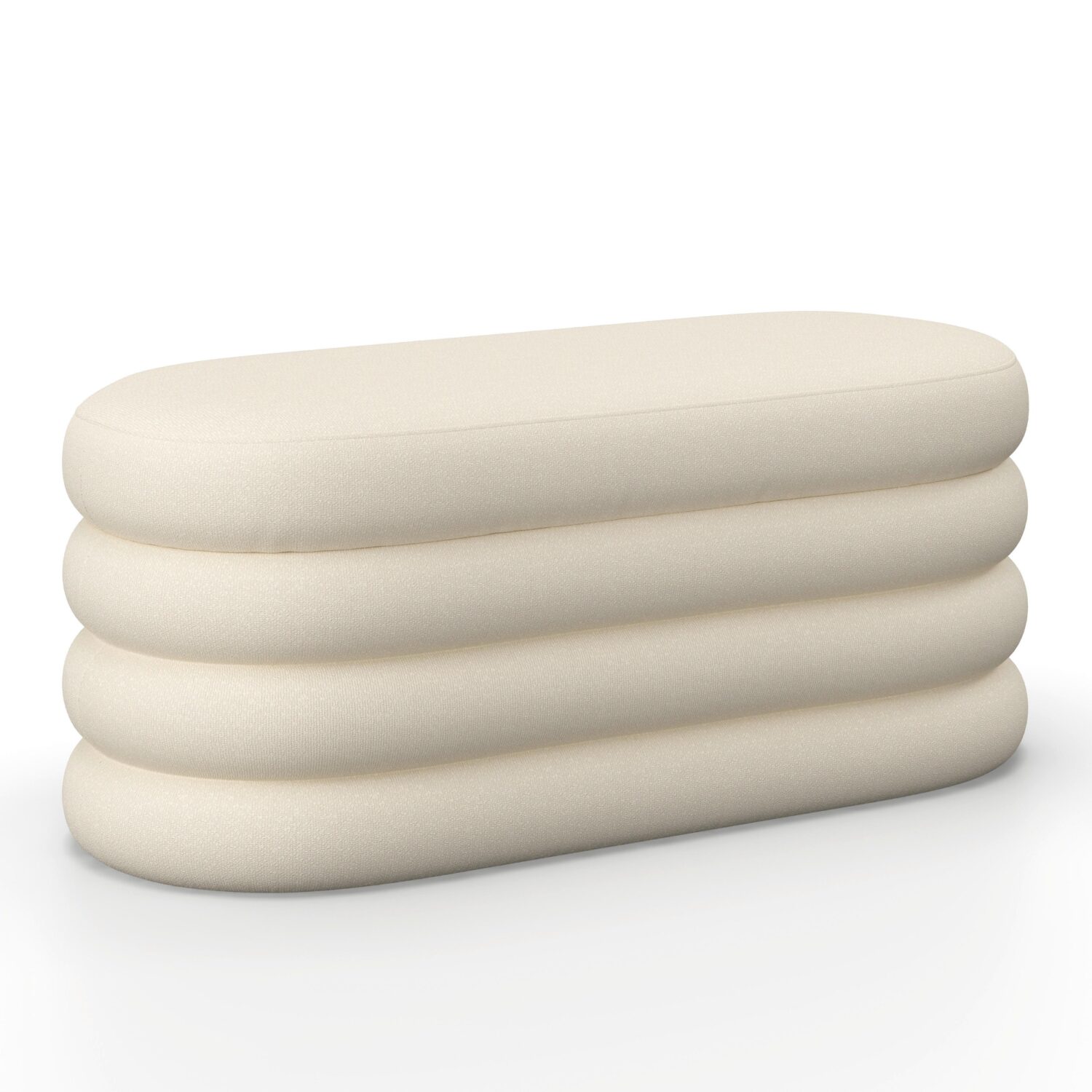 Wohnli Möbelsuche - Hockerbank Lorena Beige Boucle Gepolstert mit Stauraum