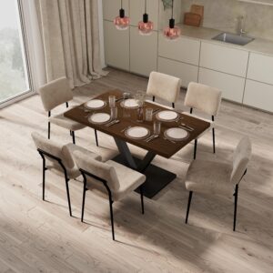Esstisch Loca Walnussfarben MDF ca. 140x80x76 cm Holz, Metall, Holzwerkstoff Bessagi Home Möbel > Tische > Esstische > Esstische Holz Braun