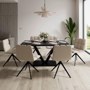 Esstisch Loca Holz/MDF Schwarz ca. 160x90x76 cm Holz, Metall, Holzwerkstoff Bessagi Home Möbel > Tische > Esstische > Esstische Holz Schwarz