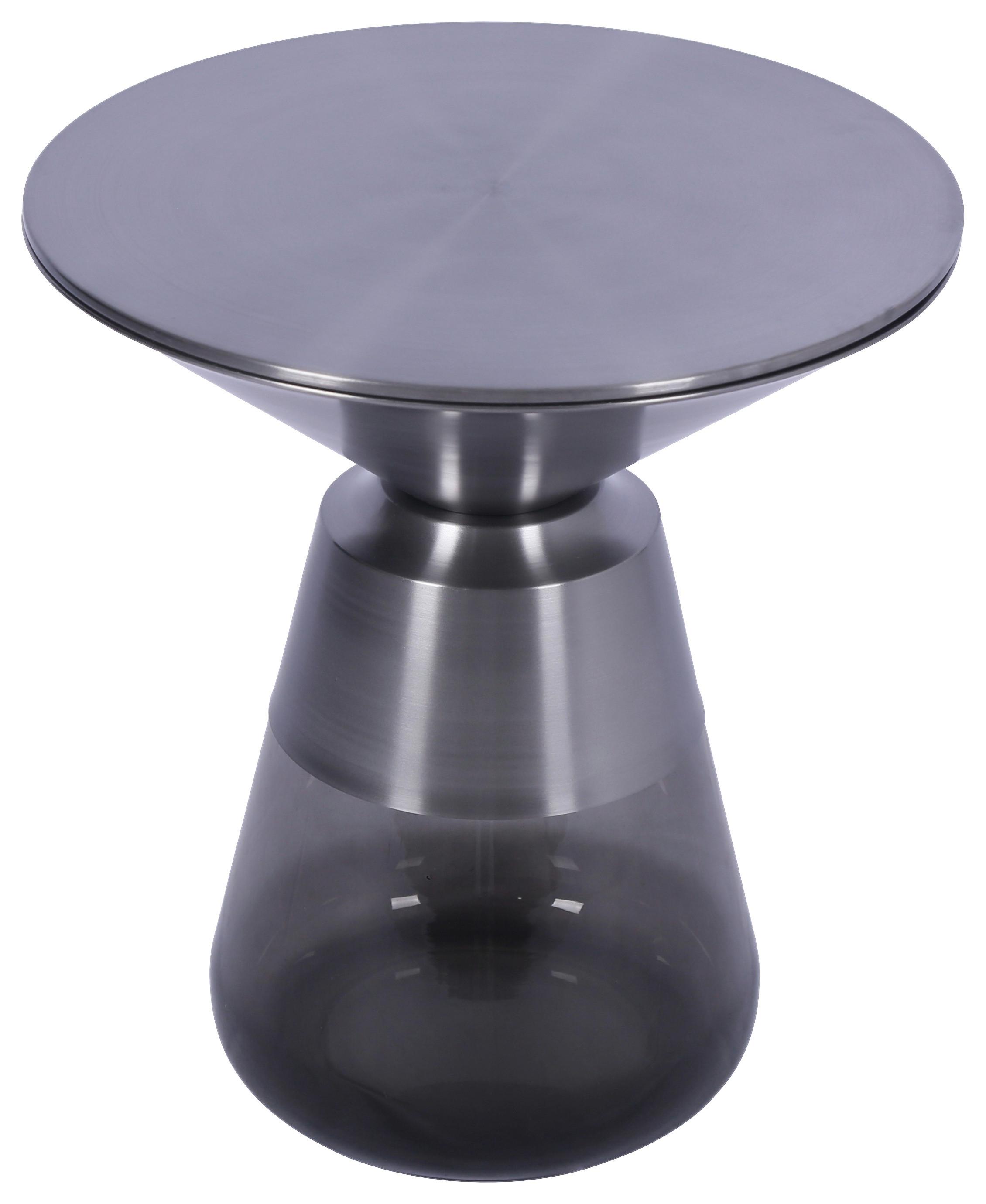 Beistelltisch Baily Grau/Schwarzchrom Metall, Glas Premium Living Möbel > Tische > Beistelltische > Beistelltische Metall Grau