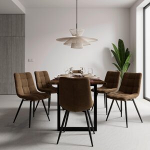 Stuhl Suri Braun Chenille Drehbar Gepolstert Holz, Metall, Textil Bessagi Home Möbel > Stühle > Esszimmerstühle > Holzstühle Braun