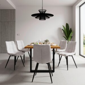wohnli-moebel-suche-000489006502-1 Stuhl Suri Hellgrau Chenille Drehbar Gepolstert Holz, Metall, Textil Bessagi Home Möbel > Stühle > Esszimmerstühle > Holzstühle Grau
