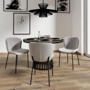 wohnli-moebel-suche-000489006701-1 Stuhl Noemie Hellgrau Chenille Gepolstert Holz, Metall, Textil Bessagi Home Möbel > Stühle > Esszimmerstühle > Holzstühle Grau