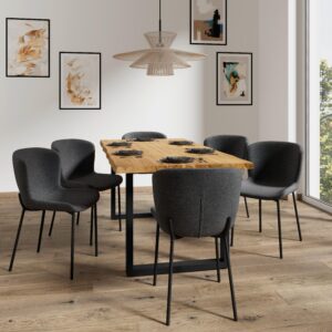 wohnli-moebel-suche-000489006702-1 Stuhl Noemie Dunkelgrau Chenille Gepolstert Holz, Metall, Textil Bessagi Home Möbel > Stühle > Esszimmerstühle > Holzstühle Grau
