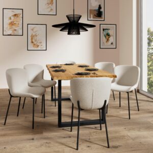 wohnli-moebel-suche-000489006703-1 Stuhl Noemie Creme Chenille Gepolstert Holz, Metall, Textil Bessagi Home Möbel > Stühle > Esszimmerstühle > Holzstühle Weiß