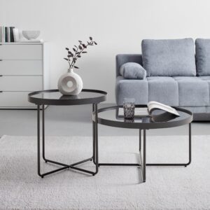 Couchtisch Emmy Schwarz Metall, Glas Mömax Wohnzimmermöbel Schwarz