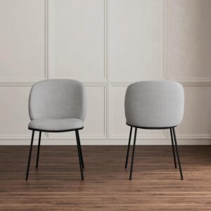 wohnli-moebel-suche-000489010304-1 Stuhl Malea Hellgrau Chenille Gepolstert Holz, Metall, Textil Bessagi Home Möbel > Stühle > Esszimmerstühle > Holzstühle Grau