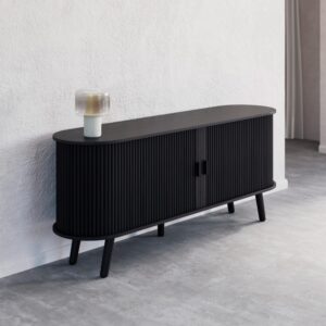 Sideboard Ennio Schwarz Echtholz/MDF Holz Bessagi Home Wohnzimmermöbel Schwarz