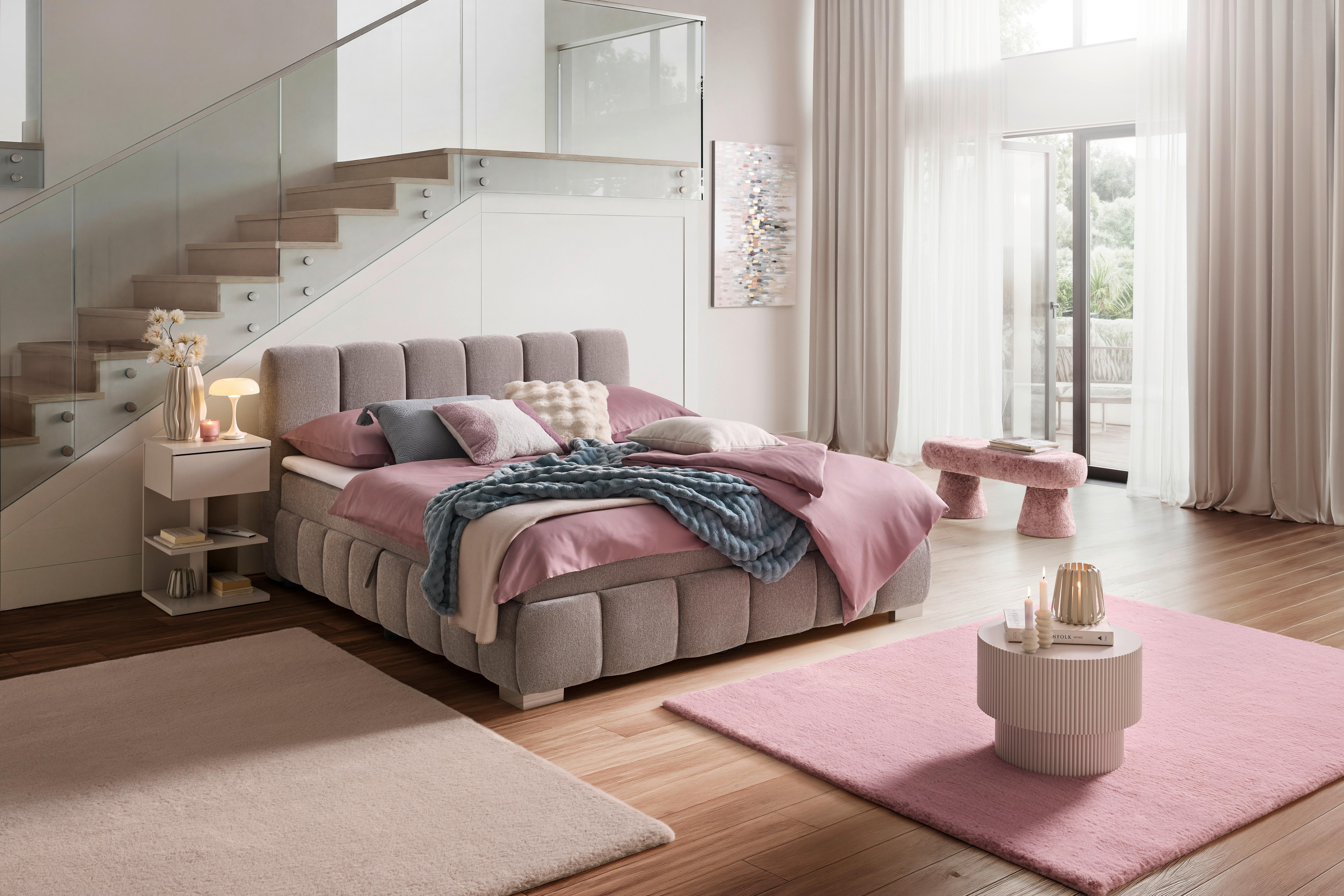 Boxbett Elaris Graubraun ca. 180x200cm Kunststoff, Textil Mömax Möbel > Betten > Boxspringbetten Grau