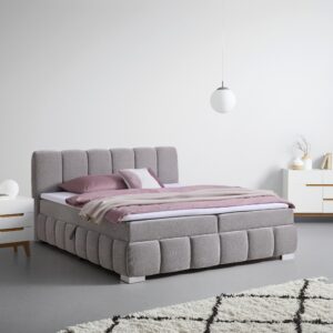Boxbett Elaris Graubraun ca. 200x200cm Kunststoff, Textil Mömax Möbel > Betten > Boxspringbetten Grau