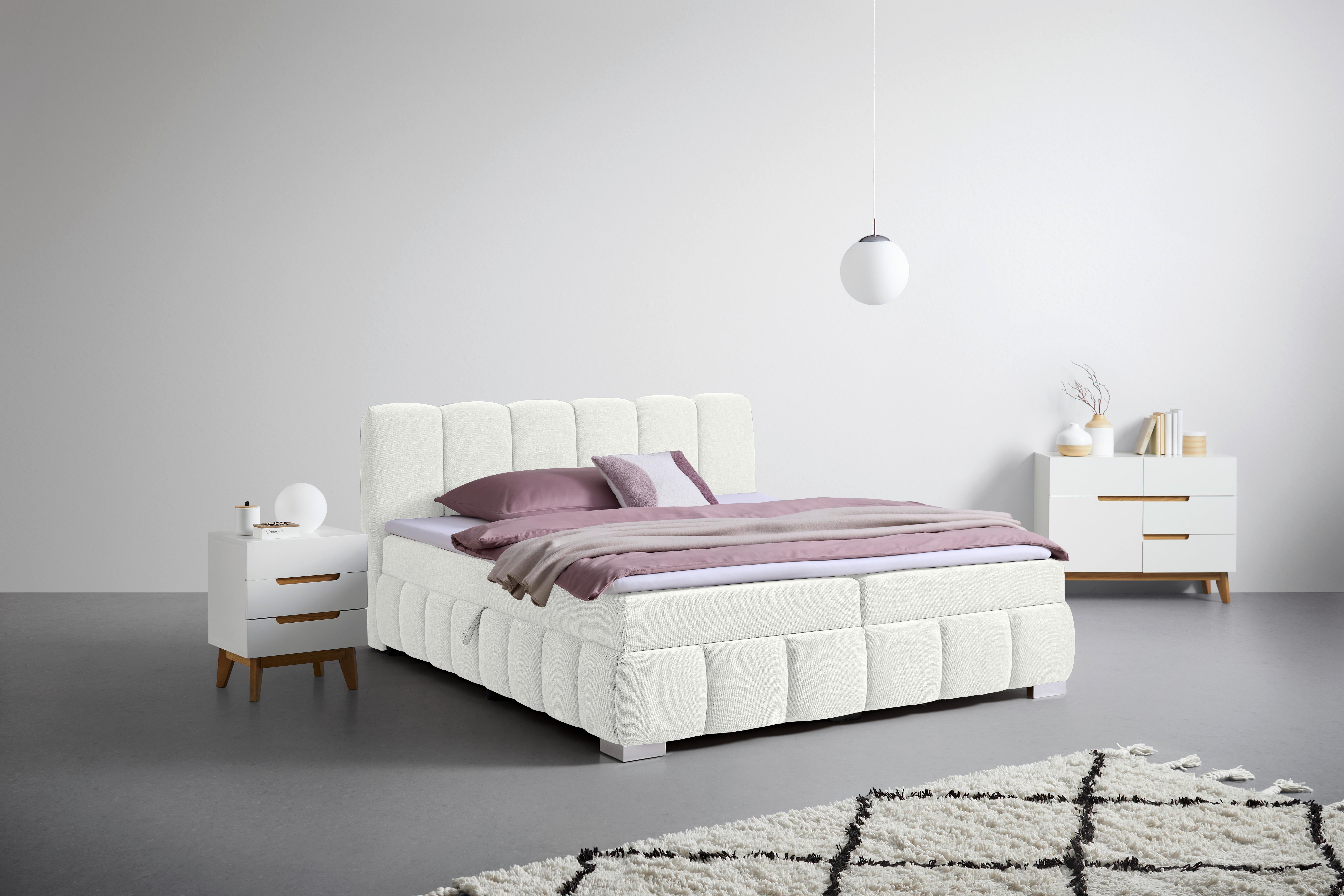 Boxbett Elaris Weiß ca. 200x200cm Kunststoff, Textil Mömax Möbel > Betten > Boxspringbetten Weiß