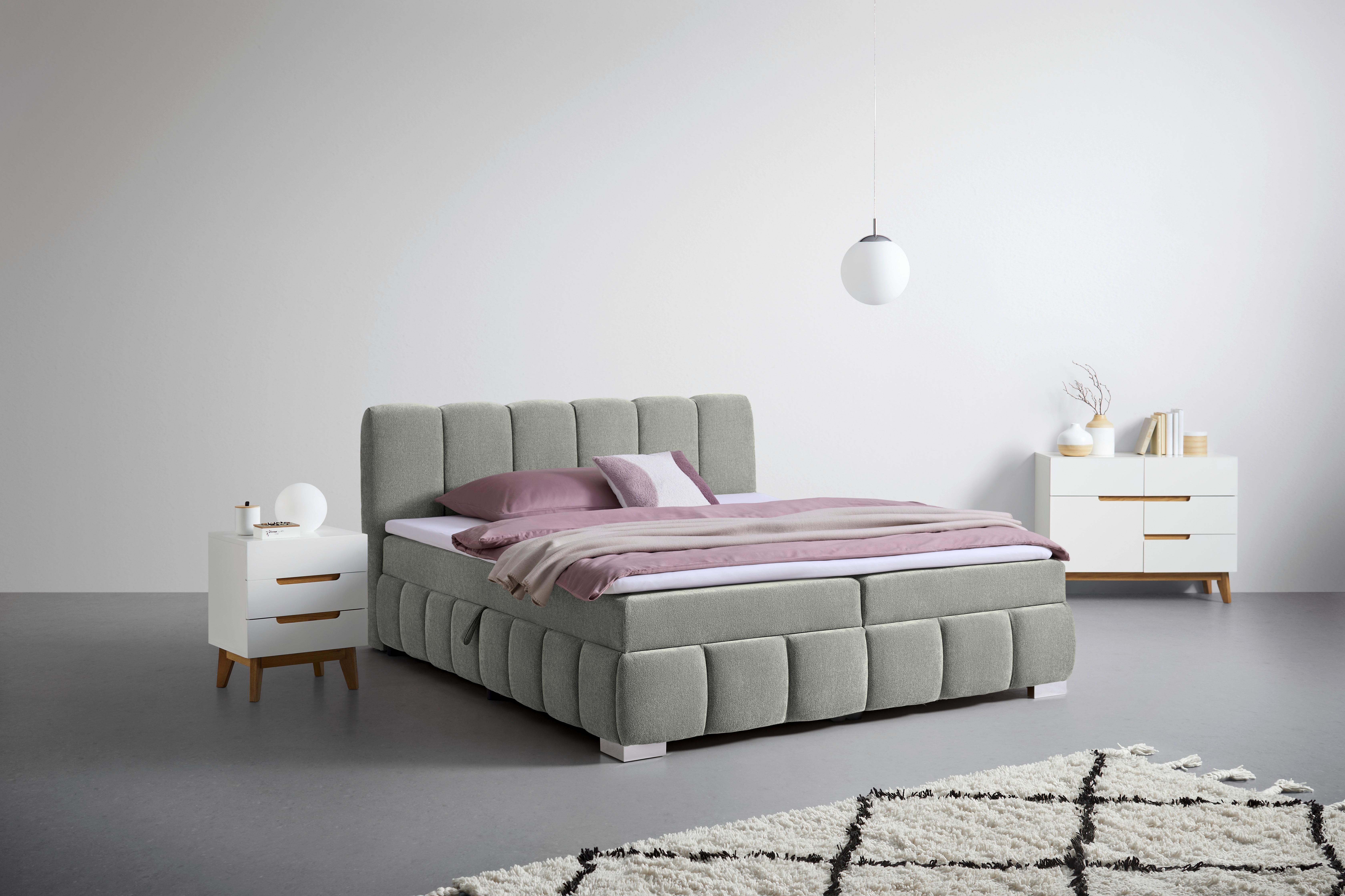 Boxbett Elaris Dunkelgrau ca. 200x200cm Kunststoff, Textil Mömax Möbel > Betten > Boxspringbetten Grau