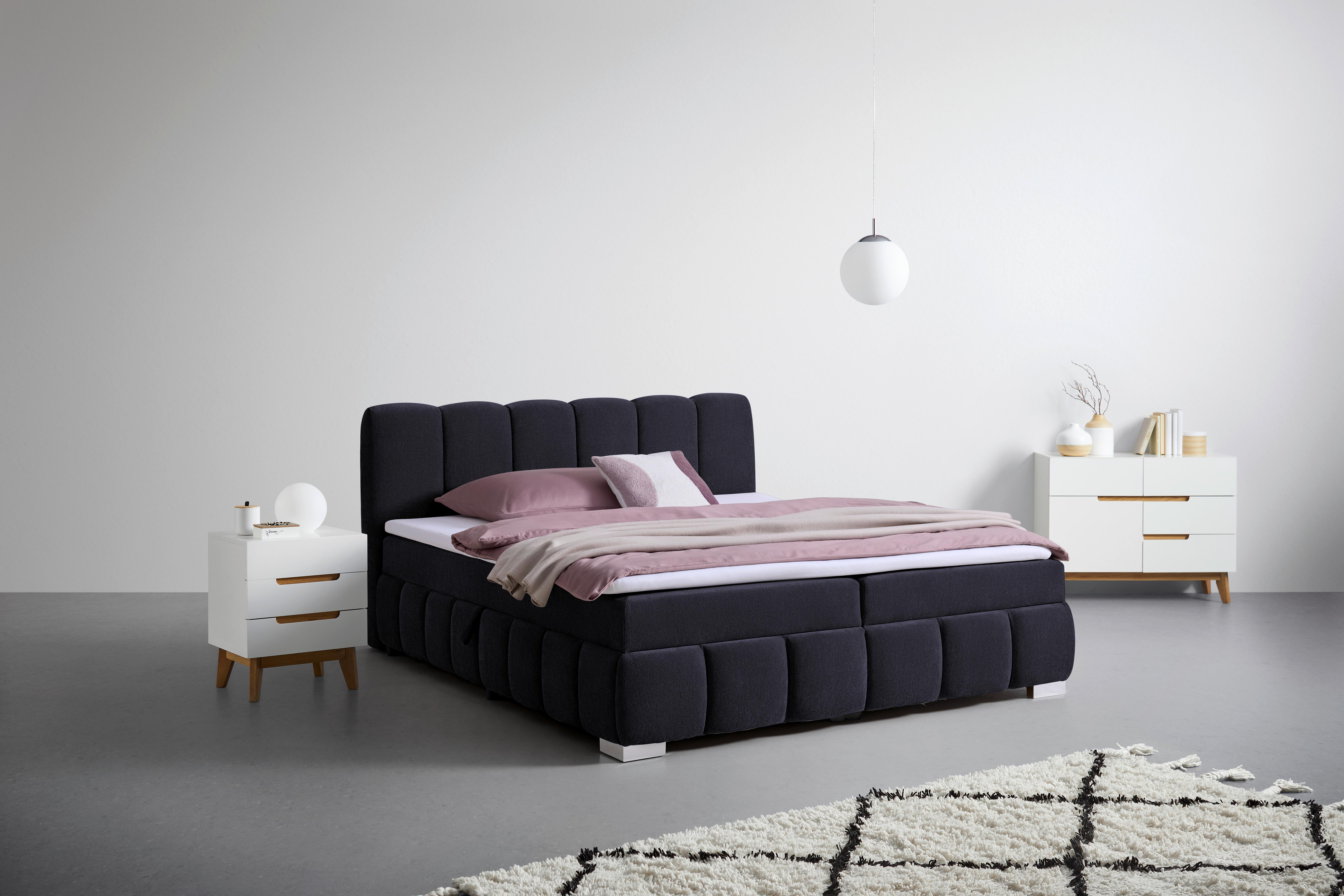 Boxbett Elaris Schwarz ca. 200x200cm Kunststoff, Textil Mömax Möbel > Betten > Boxspringbetten Schwarz