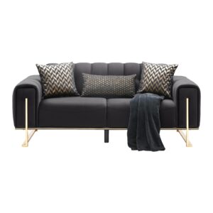 Wohnli Möbelsuche - 2-Sitzer-Sofa Aile in Schwarz/Goldfarben