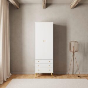 Drehtürenschrank Ludo Weiß ca. 60x180x40 cm Holz Bessagi Home Möbel > Schränke > Kleiderschränke > Drehtürenschränke Weiß