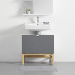 wohnli-moebel-suche-000518000702-1 Waschbeckenunterschrank Rocco Grau ca. 70x65x40 cm Holz Bessagi Home Möbel > Schränke > Badezimmerschränke > Waschbeckenunterschränke Grau