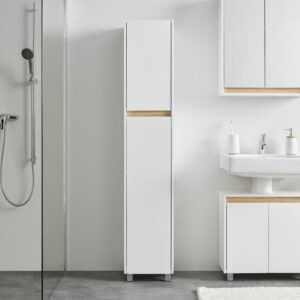 Hochschrank Massimo Weiß ca. 33x175x30 cm Kunststoff Bessagi Home Möbel > Schränke > Badezimmerschränke > Hochschrank Weiß