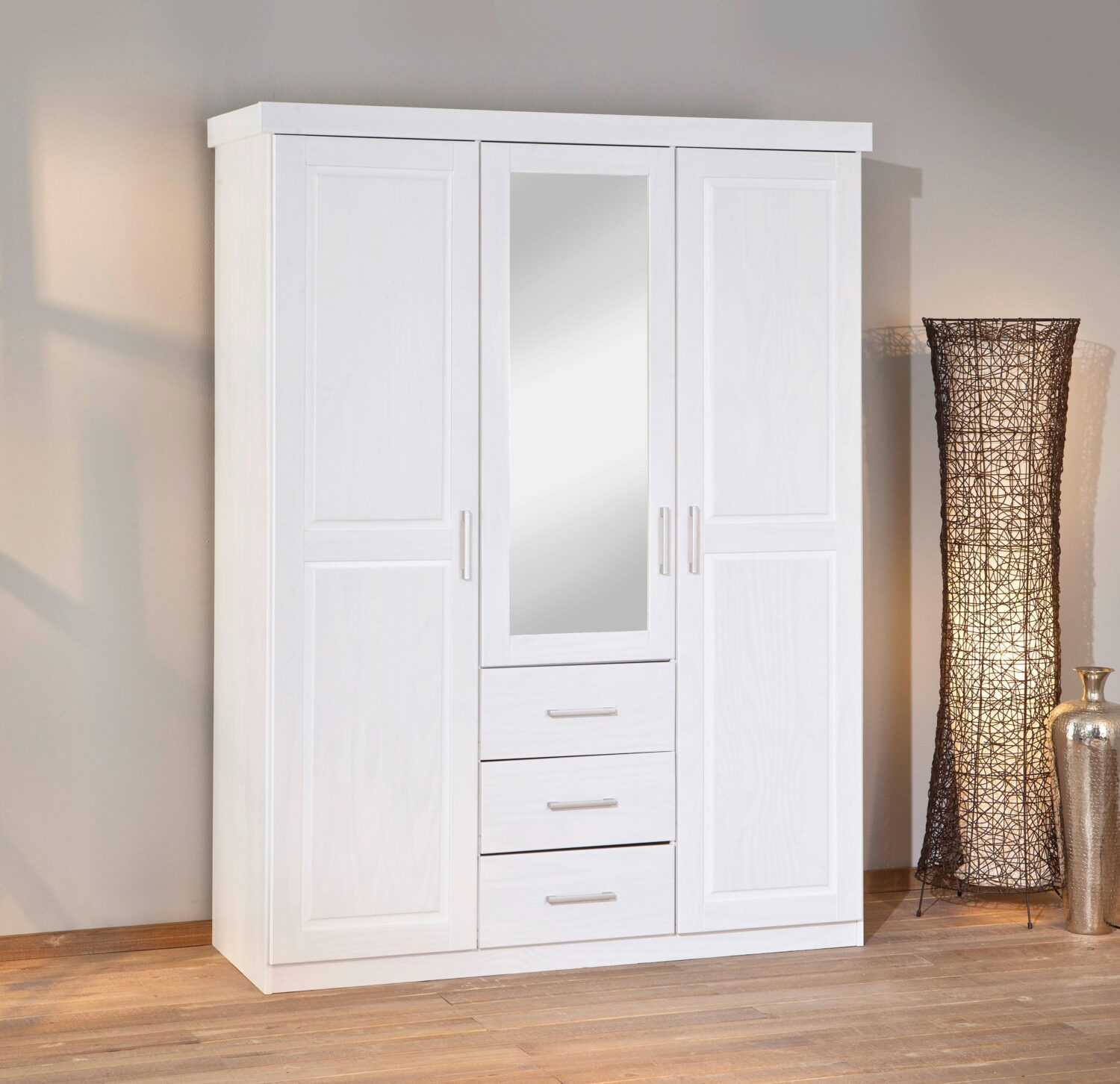 Drehtürenschrank Geraldo ca. 140x190x55 cm Weiß Kunststoff MID.YOU Möbel > Schränke > Kleiderschränke Weiß