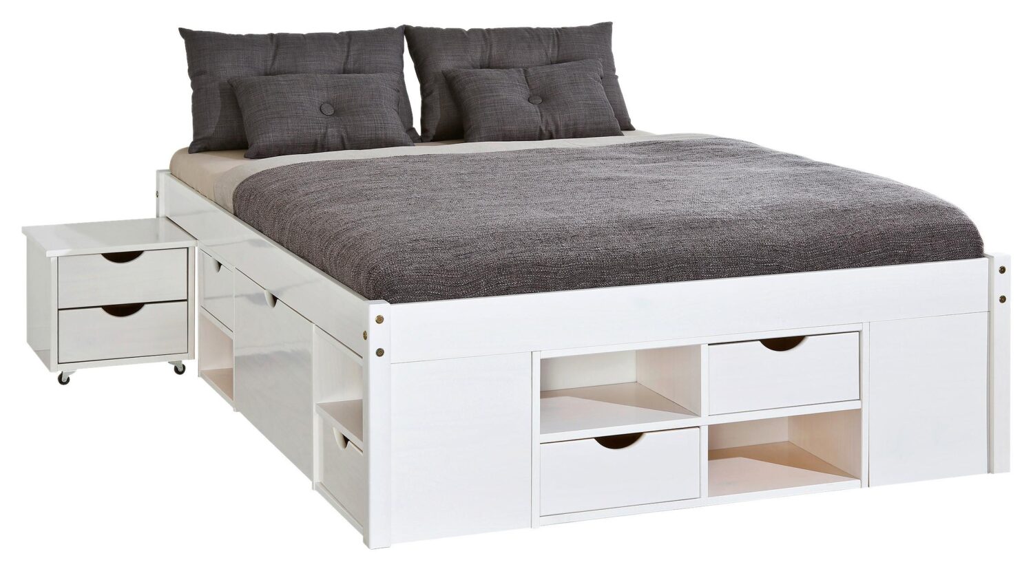 Bettanlage Holz Till ca. 140x200 cm Weiß  MID.YOU Möbel > Betten Weiß