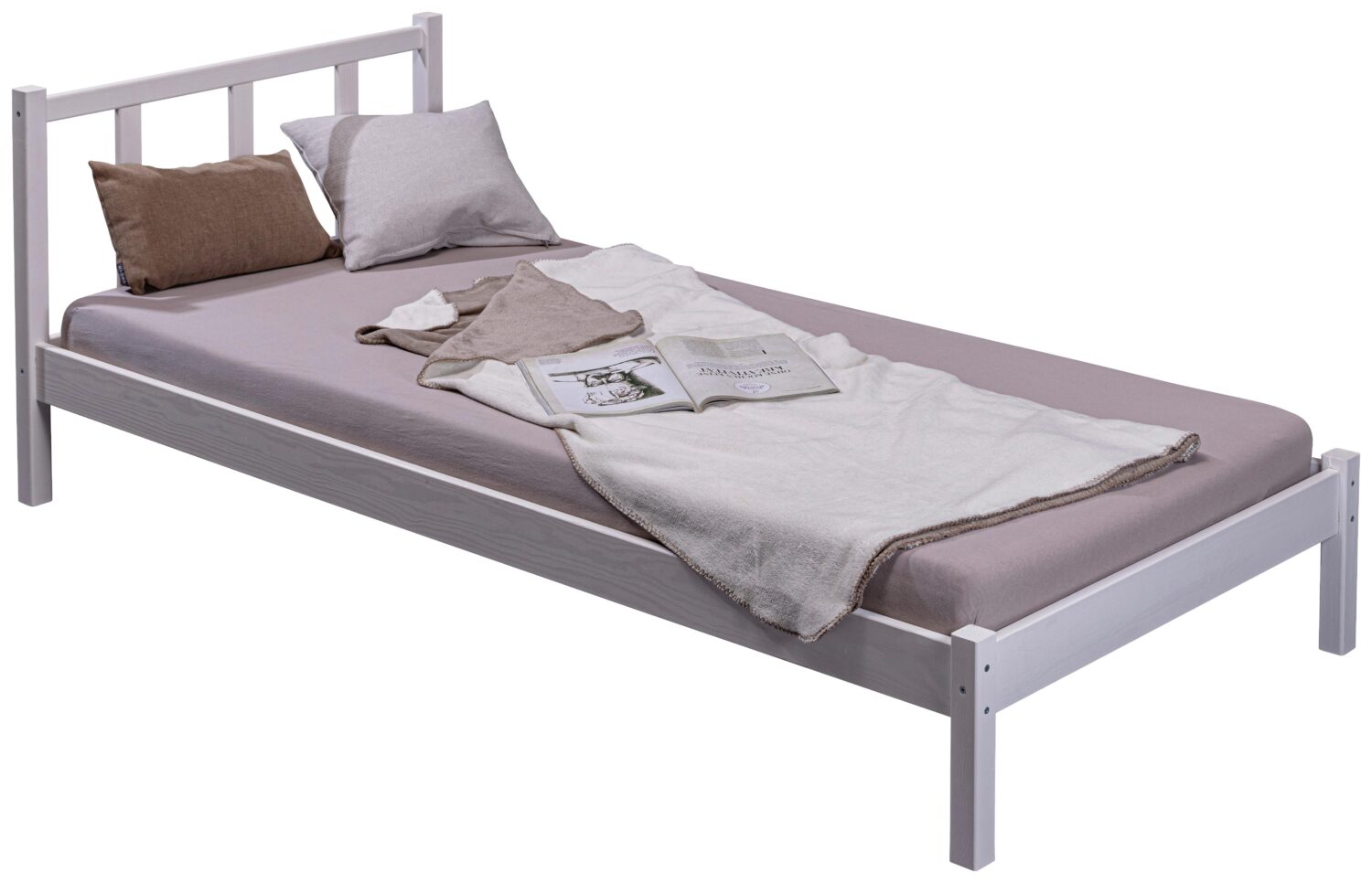 Bett Fredy ca. 90x200 cm Weiß Holz MID.YOU Möbel > Betten Weiß