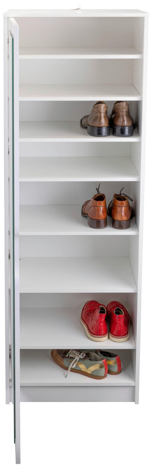 Schuhschrank Westphalen ca.58x190x40cm Weiß Glas, Holzwerkstoff Livetastic Garderoben Weiß