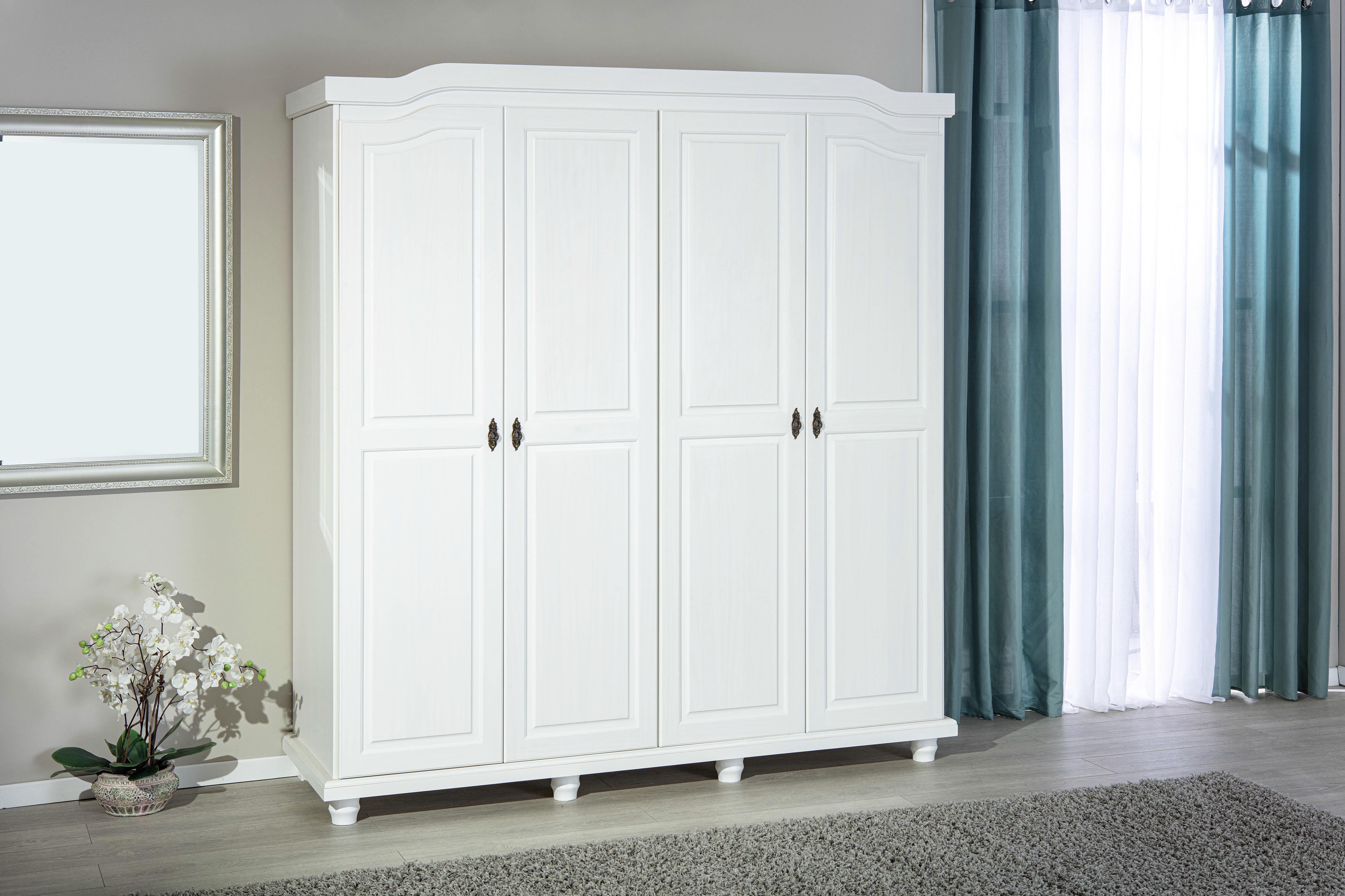 wohnli-moebel-suche-000528041101-1 Drehtürenschrank Isny ca. 182x198x60 cm Weiß Holz MID.YOU Möbel > Schränke > Kleiderschränke > Drehtürenschränke Weiß