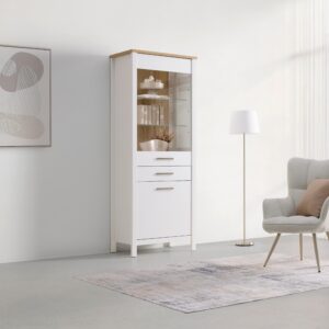 Vitrine Sicilia Weiß/Eiche Holzwerkstoff, Glas Mömax Möbel > Schränke > Vitrinen Weiß