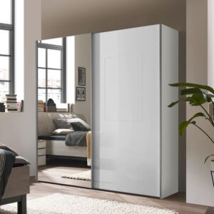 Schwebetürenschrank Lumos Glas Weiß Glas, Holzwerkstoff Based Möbel > Schränke > Kleiderschränke > Schwebetürenschränke Weiß