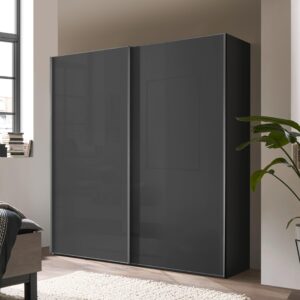 wohnli-moebel-suche-000531018312-1 Schwebetürenschrank Lumos Glas Dunkelgrau Glas, Holzwerkstoff Based Möbel > Schränke > Kleiderschränke > Schwebetürenschränke Grau