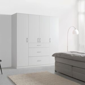 Drehtürenschrank Lasse 4T in Weiß ca. 180x197x55cm Holz Mömax Möbel > Schränke > Kleiderschränke > Drehtürenschränke Weiß