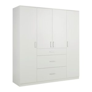 Wohnli Möbelsuche - Drehtürenschrank Lasse 4T in Weiß ca. 180x197x55cm