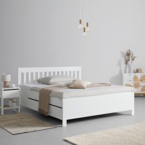 Stauraumbett Nizza Weiß ca. 160x200cm Holz Zandiara Möbel > Betten Weiß