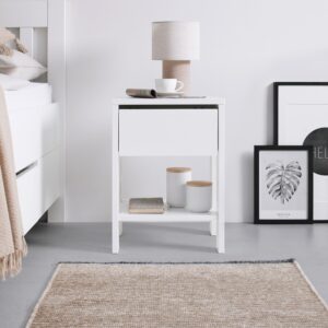 Nachttisch Nizza Weiß Holz Zandiara Möbel > Kommoden & Schubladenschränke > Nachttische Weiß