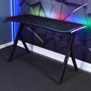 Gamingtisch XR Lumio ca. 110x55x75 cm Schwarz mit LED Metall, Holzwerkstoff X Rocker Möbel > Tische > Schreibtische > Gamingtische Schwarz