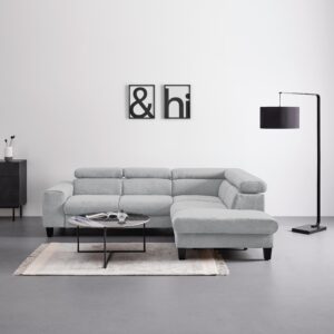 Wohnlandschaft Malibu Hellgrau Webstoff Textil Bessagi Home Möbel > Sofas & Couches > Wohnlandschaften > Ecksofas > XXL Ecksofas Grau