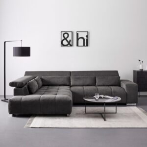 Wohnlandschaft Orion Grau Chenille - Oberfläche Textil Bessagi Home Wohnzimmermöbel Grau