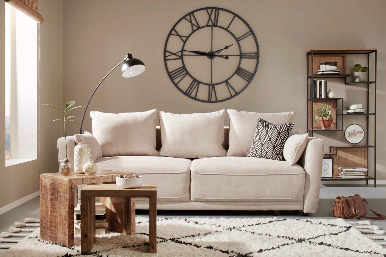 Schlafsofa in Beige Textil Mömax Wohnzimmermöbel Beige