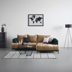 Ecksofa Morgan Dumkelgrün/Cappuccino Textil Mömax Möbel > Sofas & Couches > Wohnlandschaften > Ecksofas > XXL Ecksofas Beige