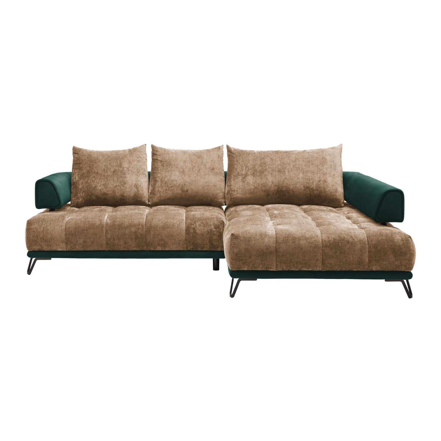 Wohnli Möbelsuche - Ecksofa Morgan Dumkelgrün/Cappuccino