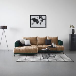 Ecksofa Morgan Dunkelgrün/Cappuccino Textil Mömax Möbel > Sofas & Couches > Wohnlandschaften > Ecksofas > XXL Ecksofas Beige