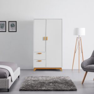 Drehtürenschrank Milan Weiß ca. 100x180x52 cm Holz Bessagi Home Möbel > Schränke > Kleiderschränke Weiß